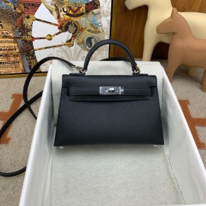 에르메스 미니 켈리백19 블랙 은장
