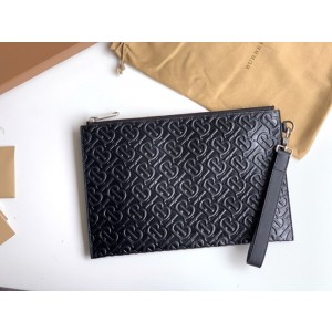 Burberry 2020 TB Leather Clutch Bag , 30cm - 버버리 2020 남여공용 TB 레더 클러치백 ,BURB0413,30cm,블랙