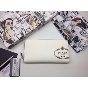 Prada Saffiano Mens Zip Round Wallet, 2ML317 - 프라다 2020 사피아노 지퍼 라운드 장지갑,PRAW0152,20CM.화이트,네이비